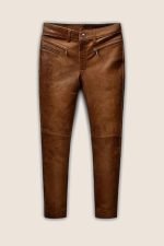 Angular brown men leather pants