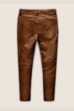 Angular brown men leather pants back side