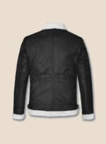 Aviator Black Leather Jacket - Back