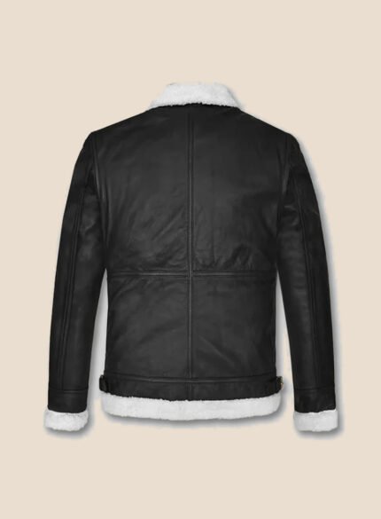 Aviator Black Leather Jacket - Back