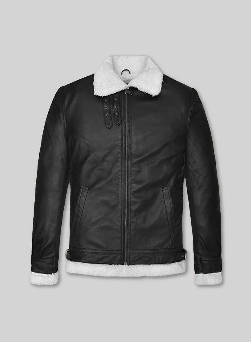 Aviator Black Leather Jacket front Aviator Black Leather Jacket