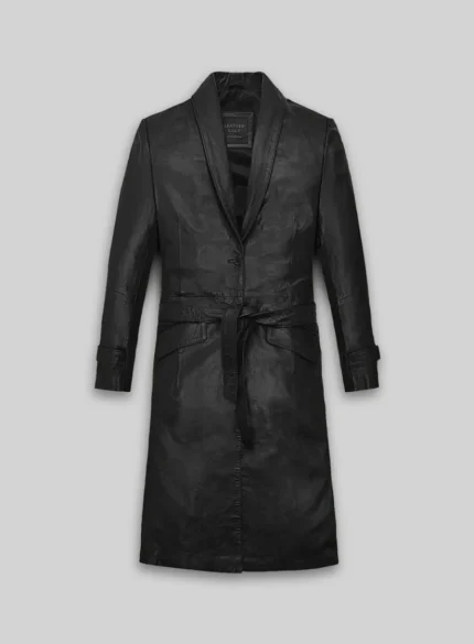 Beltaire Leather Long Coat