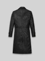 Beltaire Leather Long Coat back
