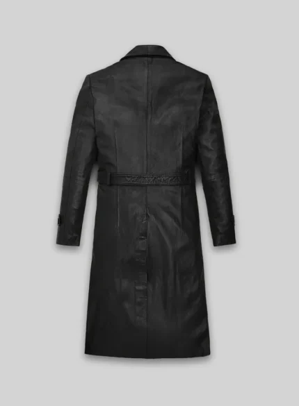 Beltaire Leather Long Coat back