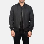 Black Leather Bomber Jacket Zack