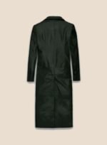 Black Leather Long Coat Women - Back
