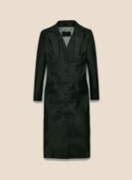 Black Leather Long Coat Women - Front