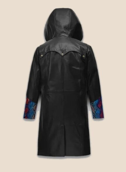 Black Leather Trench Coat Mens - Back