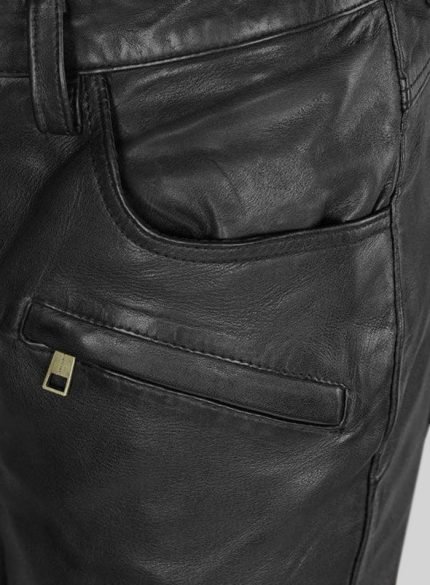 Black Men Leather Pants Texture back side