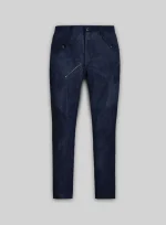 Blue Men Leather Pants Cargo
