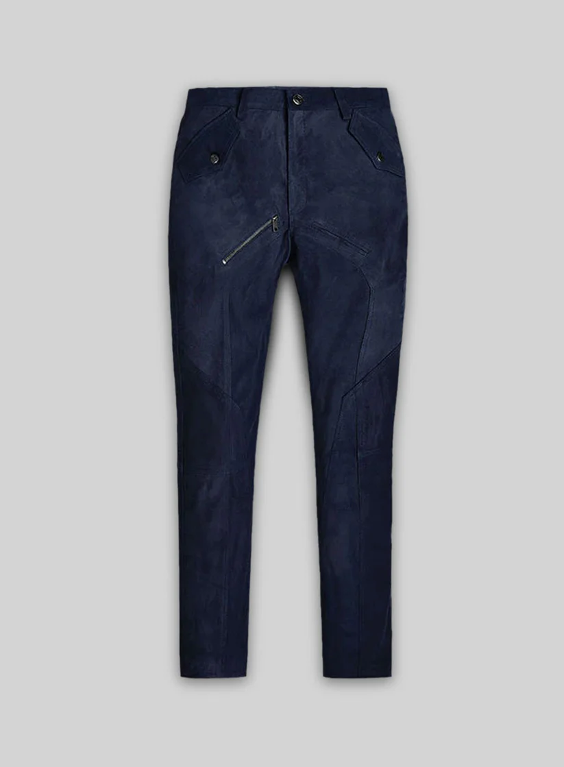Blue Men Leather Pants Cargo Blue Men Leather Pants Cargo