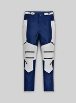 Blue White Men Leather Pants