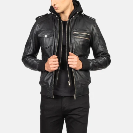 Bravado Black Mens Bomber jacket Hooded