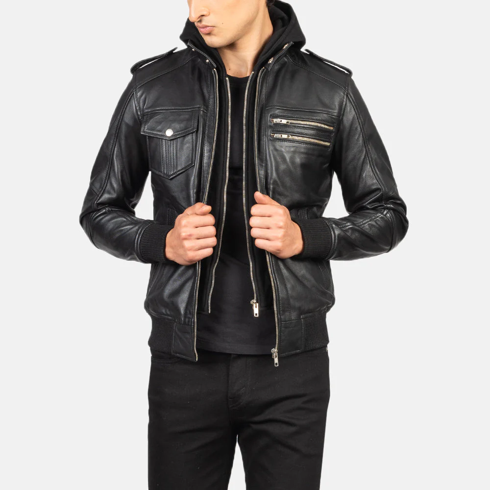Bravado Black Mens Bomber jacket Hooded