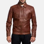 Brown Leather Biker Jackets Mens