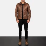 Brown Leather Biker Jackets full view