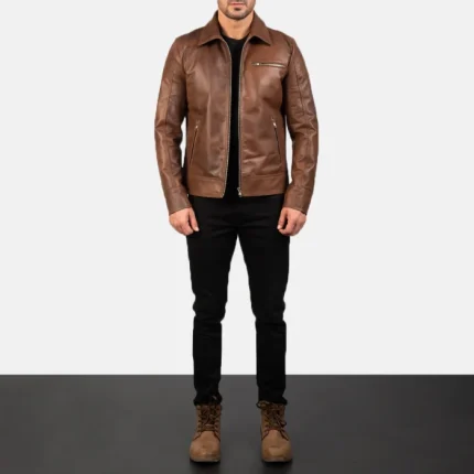 Brown Leather Biker Jackets full view