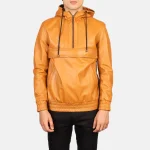 Brown Leather Bomber Jacket Pullover