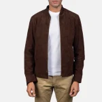 Brown Leather Bomber Jacket Suede