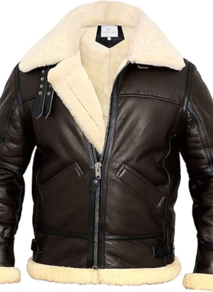 Brown Leather Jacket With Fur