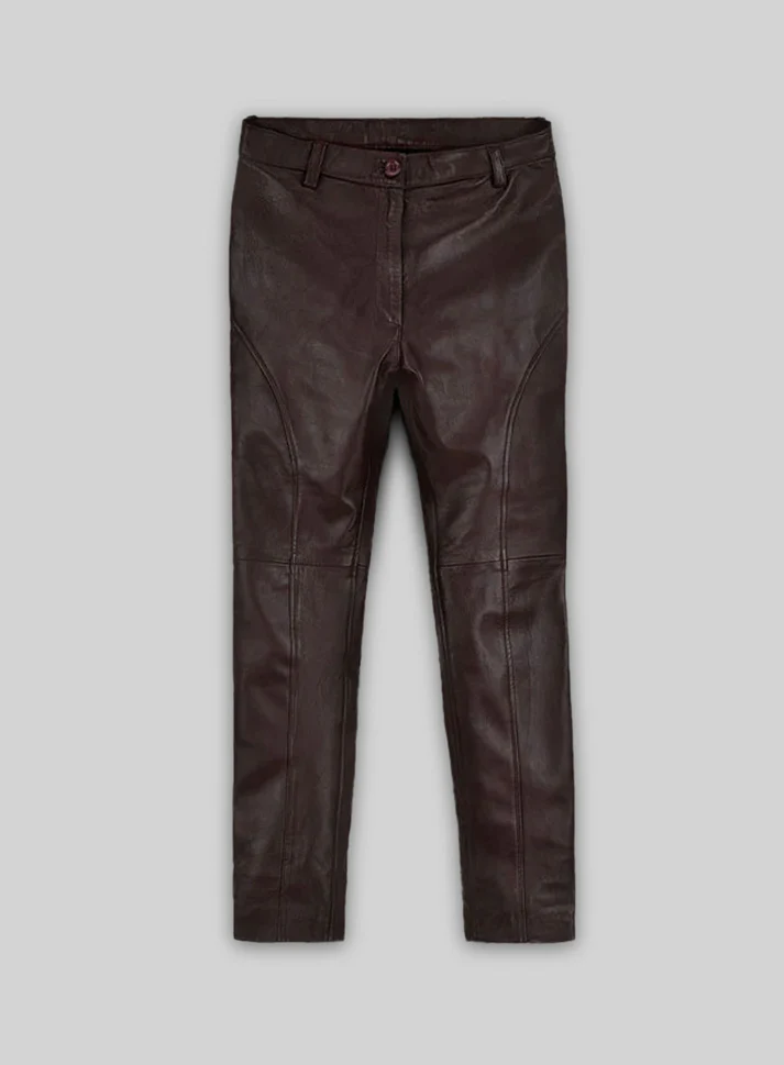 Burgundy Leather Trousers For Women Burgundy Leather Trousers For Women