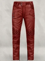 Burnt Red Men Leather Pants