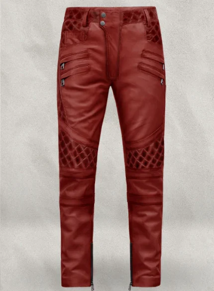 Burnt Red Men Leather Pants