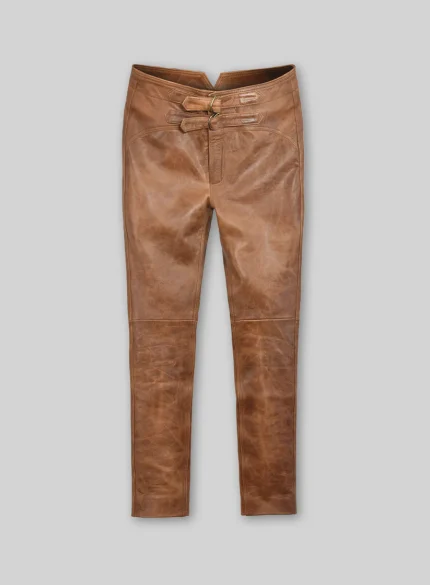 Cognac Morrison Men Leather Pants
