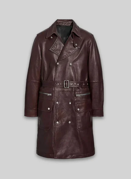 Elite Mens Leather Trench Coat