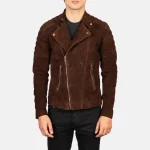 Faux Suede Leather Biker Jacket Men's