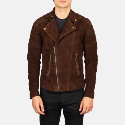 Faux Suede Leather Biker Jacket Men's