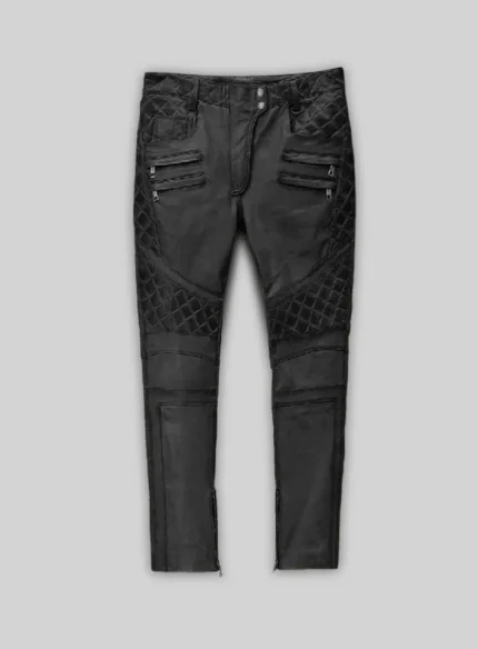 Genuine Leather Pants Charcoal Fit
