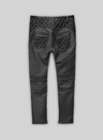Genuine Leather Pants Charcoal Fit back side