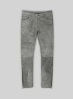 Gray Men Leather Pants Biker