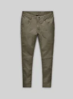 Gray Men Leather Pants Jeans