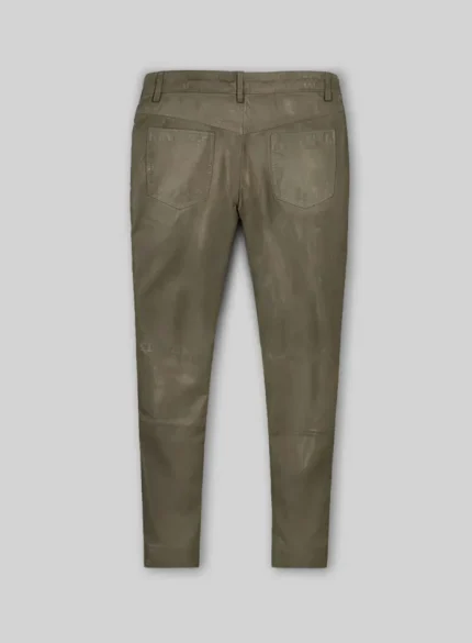 Gray Men Leather Pants Jeans back side