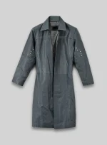 Grey Long Leather Coat Men