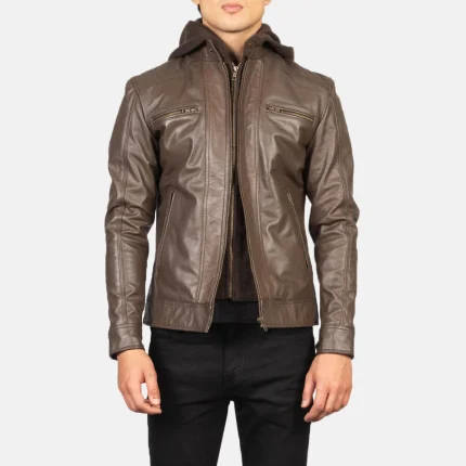 Leather Biker Jackets Brown Mens