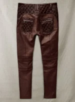 Leather Pants For Women Maroon back side