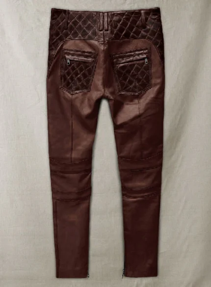 Leather Pants For Women Maroon back side