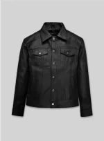 Leather black Trucker Jacket