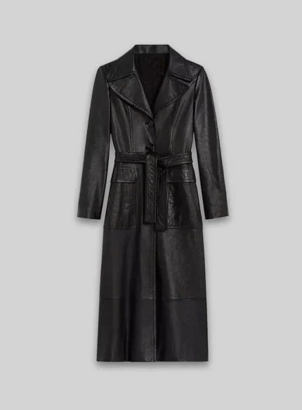 Long Black Leather Coat Women