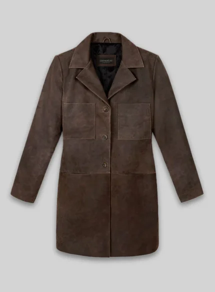 Long Brown Leather Coat Ladies