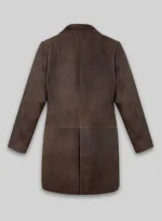 Long Brown Leather Coat Ladies back side