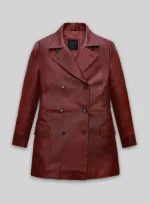Long Red Leather Coat Fashion