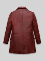 Long Red Leather Coat Fashion back sideLong Red Leather Coat Fashion back side