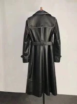 Long Trench Coat Leather Women back side