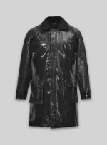Luxury Black Leather Trench Coat