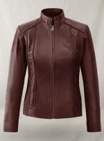 Maroon Leather Jacket for Womens