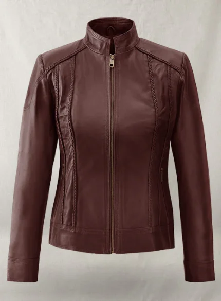 Maroon Leather Jacket for Womens